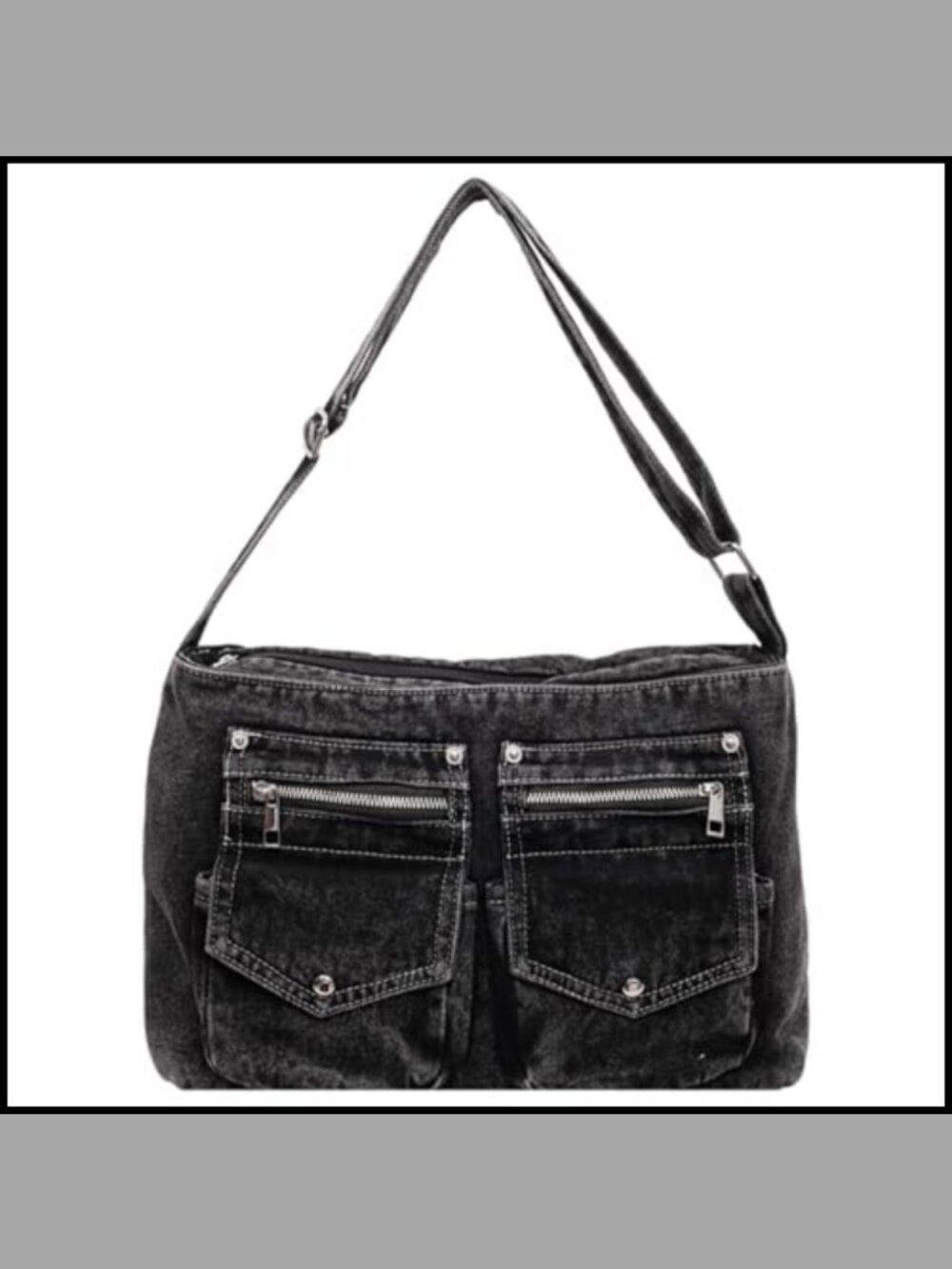 Denim Crossbody Bag Multi-Pocket Shoulder Purse Large Capacity Jean Handbag